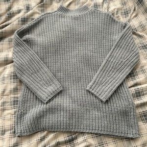 Oversized Grey Knit Mockneck Sweater